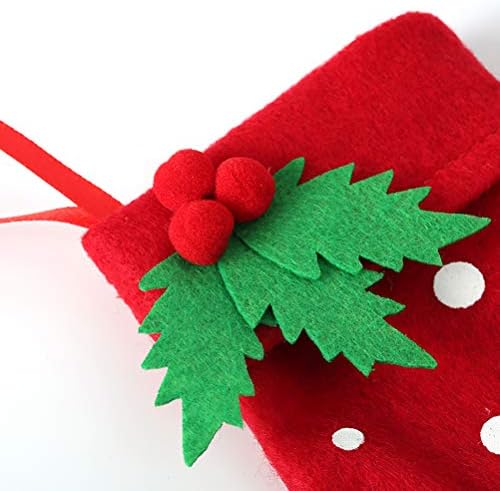 Aboofan 12pcs crvene božićne čarape s dot i lišće dizajniranje noževa viljuške torbe za pribor za jelo