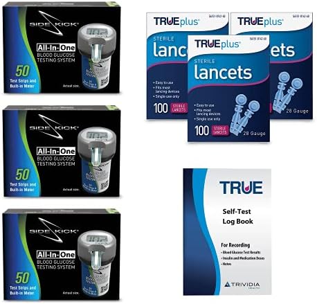 Pakovanje od 3 Sidekick all-in-one-jedan kit glukoze + 3 x 100ct 28g Trueplus lancets + Trueplus Rezervirajte