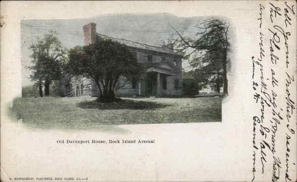 Stara kuća Davenport, Rock Island Arsenal Rock Island, Illinois IL originalna antička razglednica