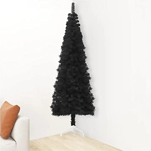 Vidaxl tanka umjetna polovica božićnog stabla sa postoljem crna 82.7