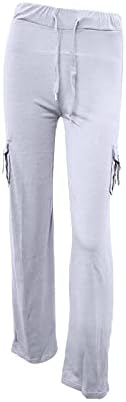 JORASA Womens Dukset elastične struke hlače nacrtavanje Srednjeg uspona pantalonaca Dugme dno