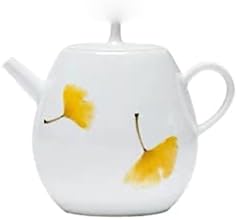 LDCHNH 230ml Bijeli porculan za jednu porculanu Single Pot Yellow Gingko ART keramički čajnik sa cjedilima Kung