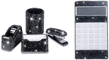 Bling Crystal Okrugli držač olovke, Stapler, držač za karticu, Desktop vrpca Dispenser & Office kalkulator