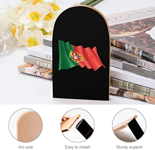 Drveni držači za knjige sa zastavom Portugala trendi ukrasni stalak za knjige za police za dom i ured