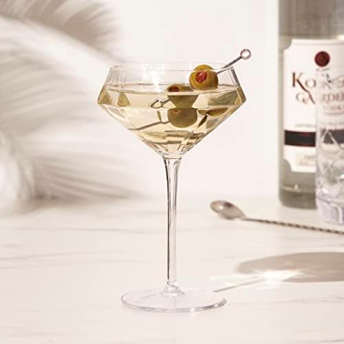 Viski Seneca Diamond Martini naočare - fasetirani kristalni martini naočare Stemmed koktel staklo-11 Oz martini