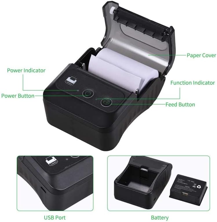 Mjwdp Portable Label Printer 58mm 2inch Termal printer Label Maker Za Store Shipping Mini Label