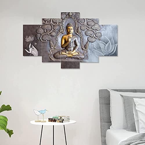 HEART FOREVER Set od 5 Gautam Buddha zidno slikarstvo sa Okvirom za uređenje doma, ured dnevne sobe , hotel