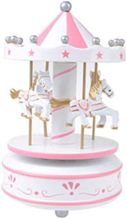 Bestsporble Merry Gound Music Box Pink Royusel Horse Wind Up Music Box Drvena melodija Box Desktop ukrasi