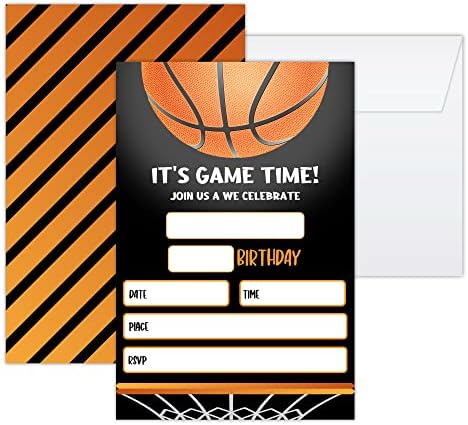 UTAQER 4 X6 pozivnice za rođendan sa kovertama od 20, košarkaški rođendanski zaliha za dječake, djevojke, djecu
