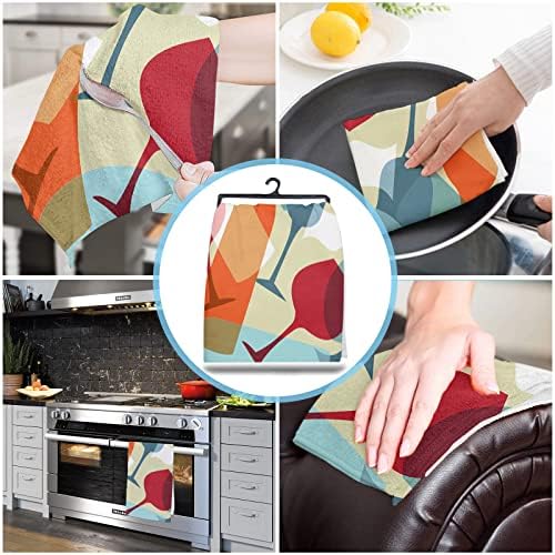 Kuhinjski ručnici Krpe za čišćenje mikrovlakana, hlače za vino u boji Blok boja plavi i narančasti ručnici