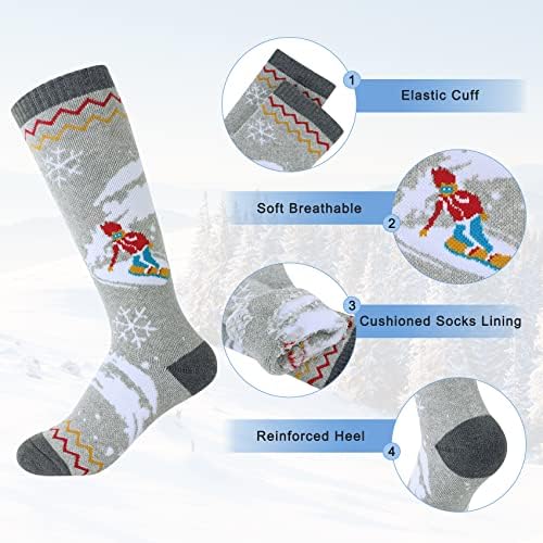Durio Kids Ski ScOws Unisex Termalne tople zimske čarape Slatke atletske čarape za toddler Boys Snowboard čarape