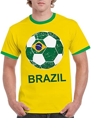 Dizm Brazil Brasil Yellow Nation Flag Sports Fudbalski fudbal Muškarci Majica Jersey Polo