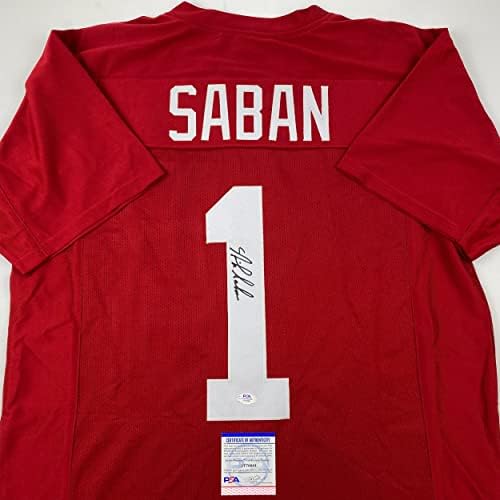 Autografirani / potpisan Nick Saban Alabama Red College Fudbalski dres PSA / DNK COA