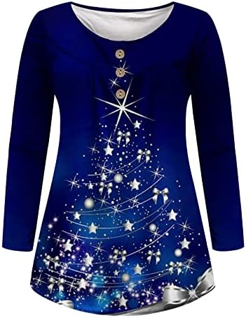 Sparkly LED božićne košulje Henley za žene dugih rukava UP PEPLUM TOPS DRESSY CUTER HICE TELLY PLANIRANE