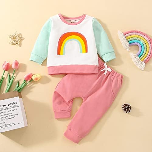 Košulja Djevojke Toddler Girls Patchwork Boja dugih rukava Rainbow Pulover T dukseri