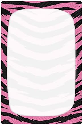 Alaza Pink Zebra Tiger Print Animal Crib listovi opremljeni bassinet list za dječake Djevojke za djecu, mini