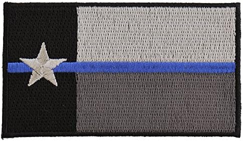 Tanka plava linija Texas State Flag zastava - 3,5x2 inča. Vezeno gvožđe na zakrpu