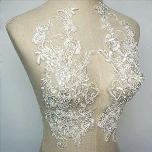 2pcs bijelo cvijeće vjenčane aplikacije vezene čipke mrežice ovratnik šivati ​​zakrpe za večernju haljinu mladenke
