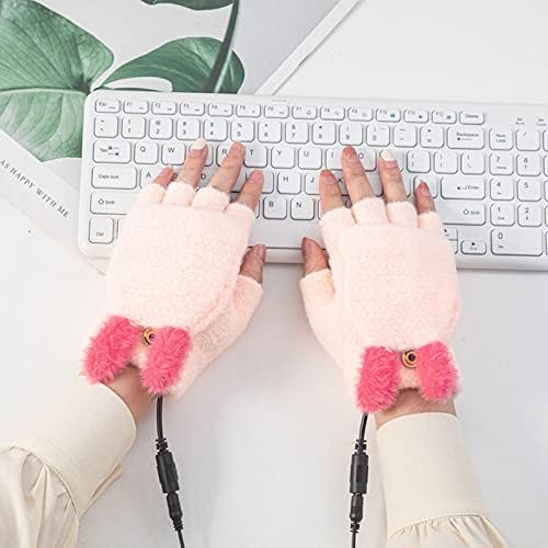 Qvkarw rukavice i tople zimsko grijanje Polu žene rukavice za punjenje odraslih prsta USB pletene rukavice