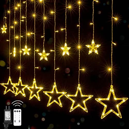 Star zavjese svjetla za spavaću sobu-12 zvezdica 138 LED Fairy Twinkle svjetla sa 8 načina rasvjeta
