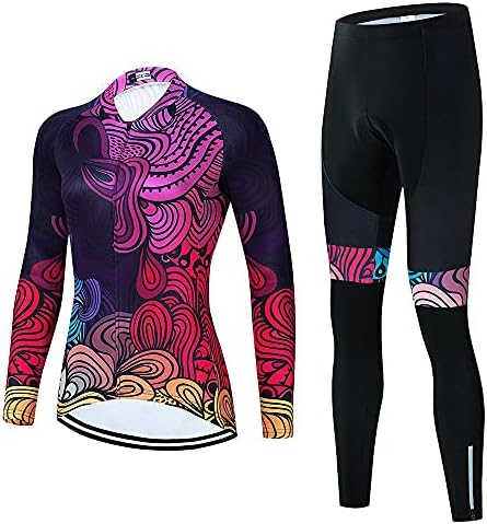 Ženska biciklistička odjeća set dugih rukava za biciklistička košulja bicikla Biciklističke drevne bicikliste hlače sa 20D gelom podstavljenim