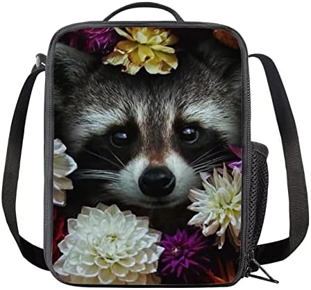 SEANATIVE slatka rakun cvjetna termo kutija za ručak za djecu s naramenicom Prijenosna torba