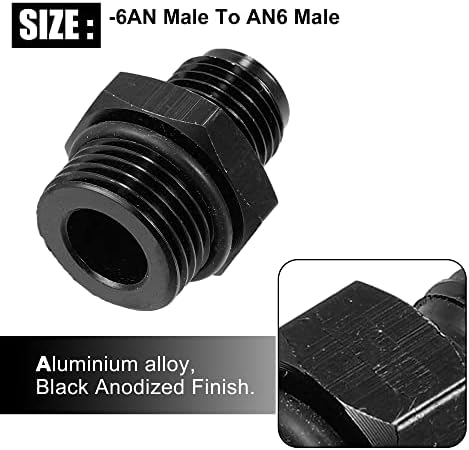 X Autohaux 2pcs crni 6an muški do m18 x 1,5 mm muški adapter za moglo udjel za spajanje spojnica