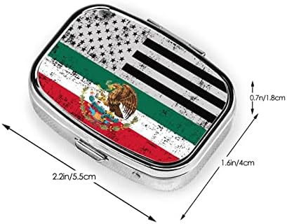 Kvadratna Mini Kutija Za Pilule S Američkom Meksičkom Zastavom Organizator Metalnih Lijekova Za Putovanja Prijenosna