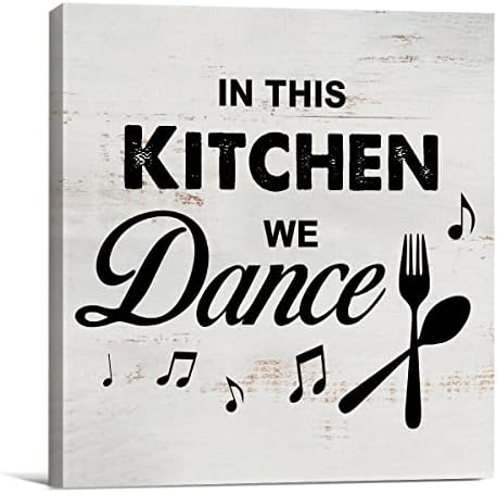 u ovoj kuhinji plešemo znak Canvas Wall Art Home Decor 8 x 8 inča seoska kuća kuhinja platno Print Painting