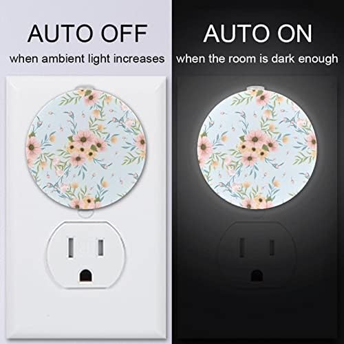 2 paket Plug-in Nightlight LED noćno svjetlo trendi cvjetni uzorak sa senzorom od sumraka do zore za