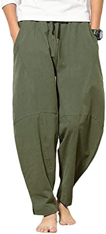 Wzikai muške pamučne pantalone, elastična struka labava FIT CRTSKI Ljetne hlače za plažu za muškarce