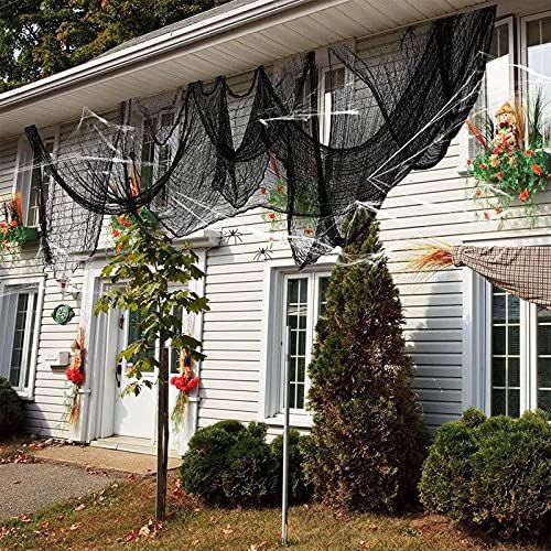 7 Pack jezivo platno Halloween Dekoracije 30x 72 inča sa paucima bijele mreže, crna sablasna Gaza