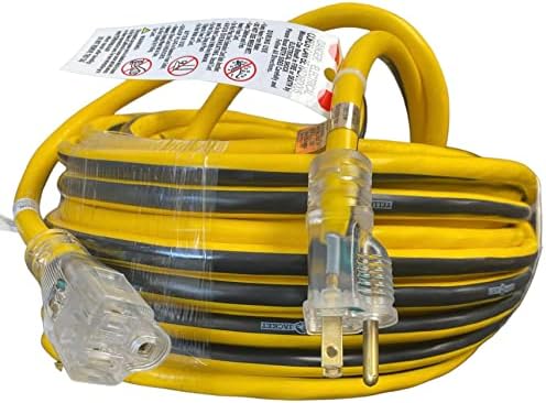 Žuta jakna -12/3 Teška-dužnost 15-amp SJTW produžni kabel sa osvetljenim krajevima, 100 stopa