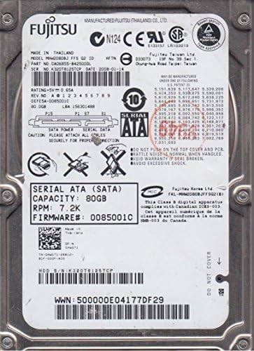 Fujitsu 80GB MHW2080BJ FFS G2 7200RPM SATA CA06855-B42500DL hard disk - Testirano!