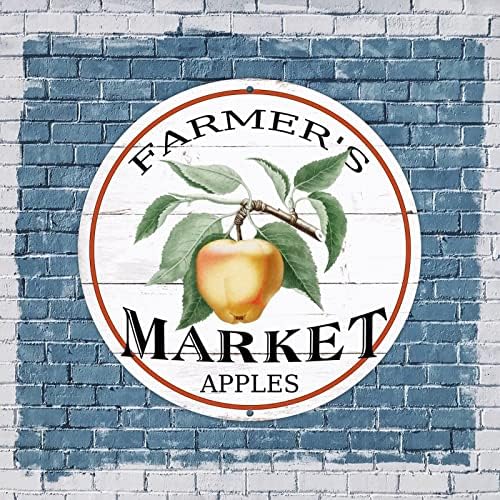 Farmerovo tržište okrugli metalni znak retro jabuke voće vijenac Okrugli vijenac pričvršćivanje