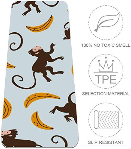 Siebzeh Happy Monkeys Yellow Banana Pattern Premium Thick Yoga Mat Eco Friendly Rubber Health & amp; fitnes