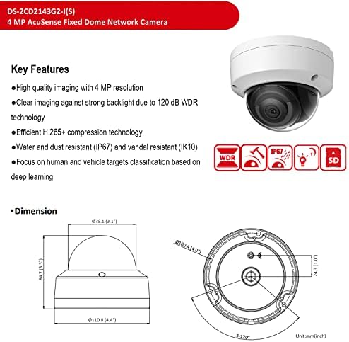 Kompatibilan sa hikvision sigurnosnim nadzorom IP fotoaparata, 12 × DS-2CD2143G2-I 4CD2143G2-I 4MP IR kupome,