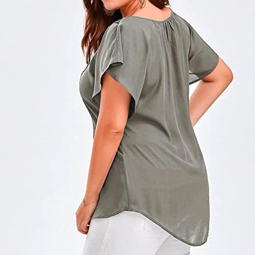 Camiseta Lisa Talla Grande Para Mujer Blusa Holgada Verano 2023 Camisetas Manga Corta Cuello Redondo