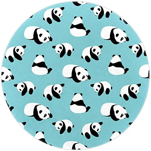 LLNSUPPLY 5 Ft okrugla prostirka za igru sa niskim hrpom, slatka Panda plava beba koja puzi podne