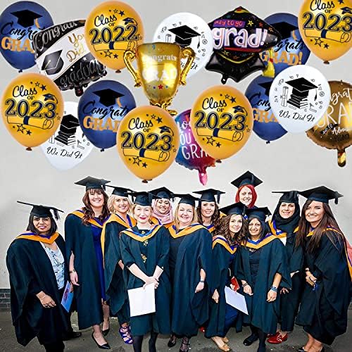 Diplomski baloni za zabavu 2023 - Diplomirani folijski baloni Klasa 2023 Čestitamo GRAD diplomskih kapa folije