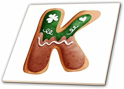 3drose Cute St Patricks Day Slika monograma kolačića inicijalne K-Tiles