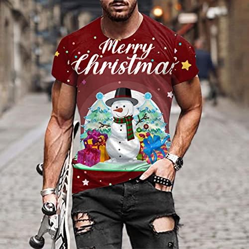 XXBR muške majice Božićni santa Claus Print Soldier Short rukav Tors Funny Xmas Graphic Party Slim