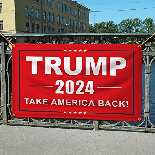 Banner Buzz čine vidljivi Trump 2024 Vodi Ameriku Natrag - Crveno - 11 oz bijega za Flex Baner s metalnim