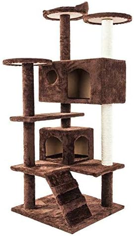 1287 - TOWER CAT DREBE TOWER CONDO Scratch Post Pet House Play Beige Brown - QQ05