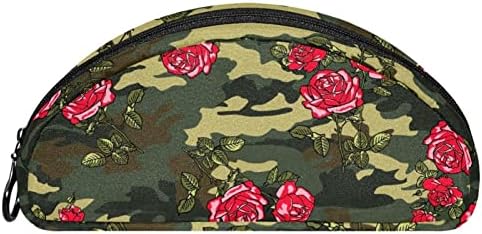 Tbouobt kozmetičke torbe za šminke za žene, male šminke torbice za šminku, kamuflaž Crveni cvijet ruže