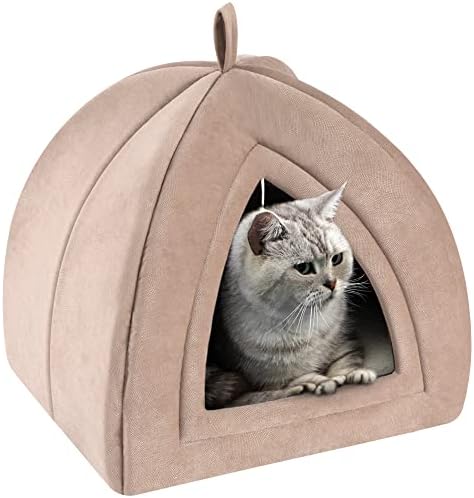 TILLYOU krevet za mačke u zatvorenom prostoru, 2-u-1 kućica za mačke u zatvorenom prostoru klirens, topli šator