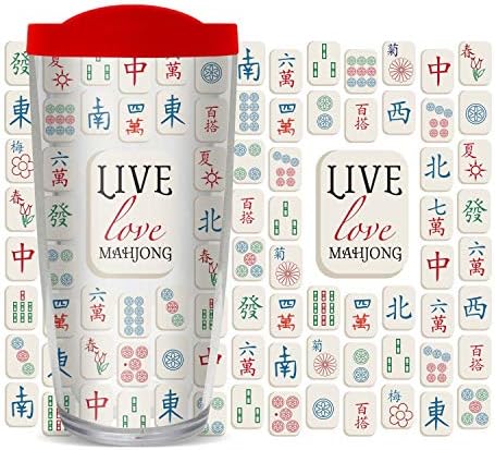 Live Love Mahjong 16 unca termo izolovana putovanje šolja Tumbler sa crvenim poklopcem