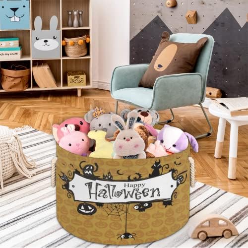 Vektorski okvir Halloween Velike okrugle košare za skladištenje basketa za pranje rublja sa ručkim