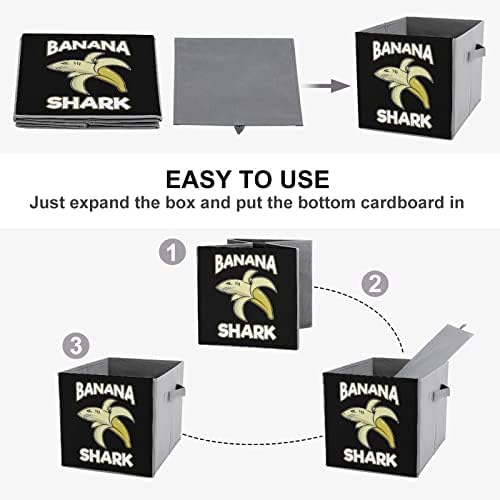 Banana Shark PU kožna sklopiva skladišta za skladištenje Canvas Cube Organizator korpe s ručkama
