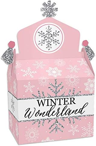 Velika tačka sreće ružičaste zimske čudeze - liječenje box zabava Favori - praznični snježni pahuljica rođendanska